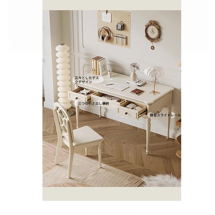 シンプルでエレガントなチェリー材とパイン製デスク - 収納付きデザイン、ホームオフィスや学習スペースに最適! hl-4895