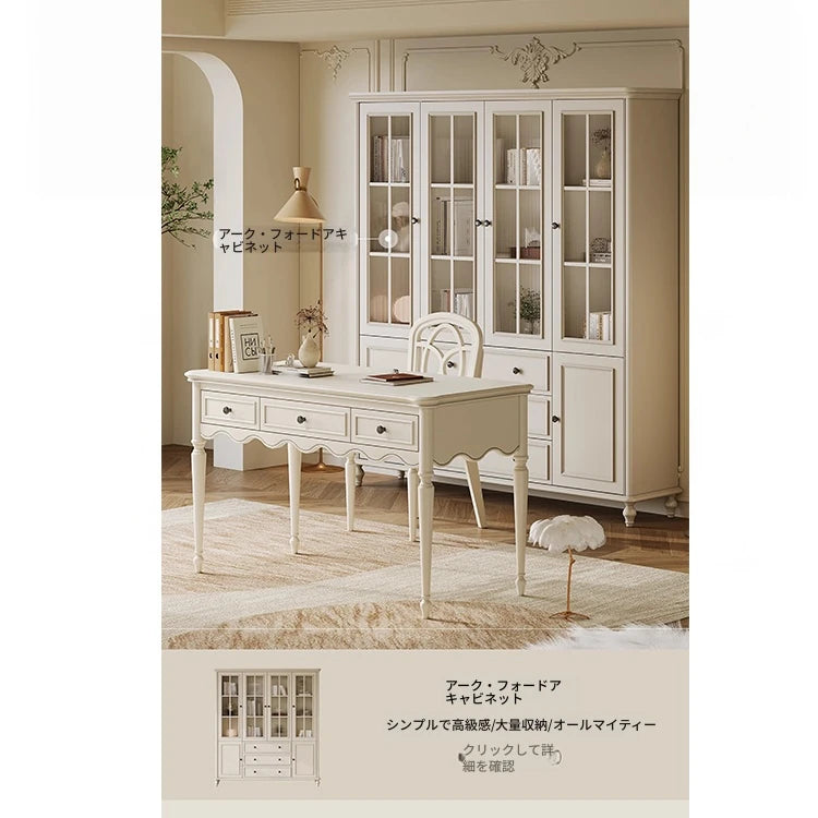 シンプルでエレガントなチェリー材とパイン製デスク - 収納付きデザイン、ホームオフィスや学習スペースに最適! hl-4895