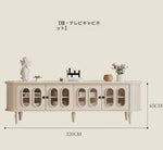 チェリー材ガラス製テレビ台 - シンプルでモダンな家のインテリアに最適! hl-4900