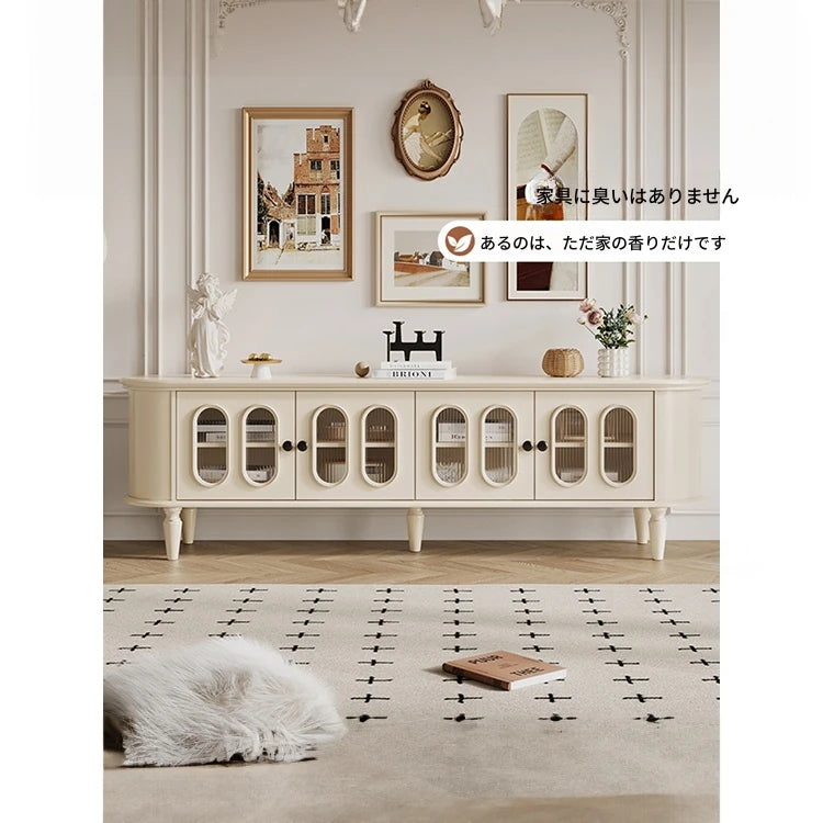 チェリー材ガラス製テレビ台 - シンプルでモダンな家のインテリアに最適! hl-4900