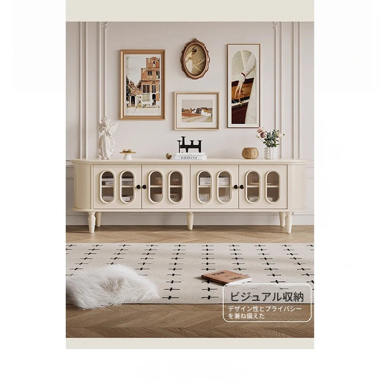 チェリー材ガラス製テレビ台 - シンプルでモダンな家のインテリアに最適! hl-4900