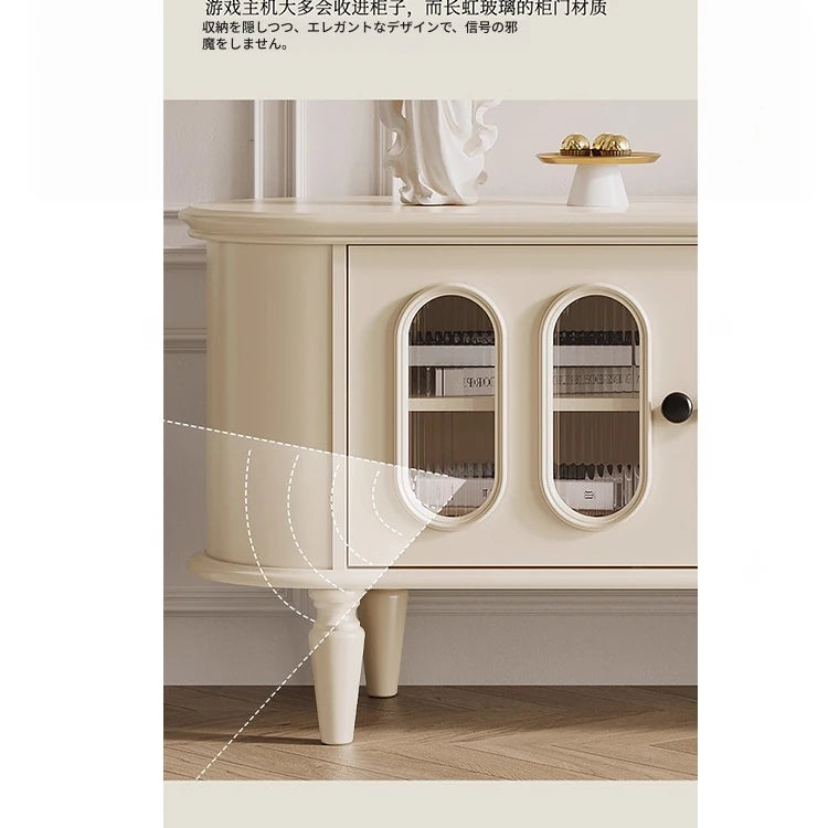 チェリー材ガラス製テレビ台 - シンプルでモダンな家のインテリアに最適! hl-4900