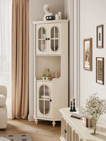 チェリー材とパインの美しいキャビネット|ガラス扉付き収納家具|スタイリッシュなリビングルームデザイン hl-4904