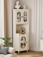 チェリー材とパインの美しいキャビネット|ガラス扉付き収納家具|スタイリッシュなリビングルームデザイン hl-4904