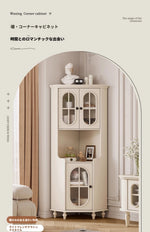 チェリー材とパインの美しいキャビネット|ガラス扉付き収納家具|スタイリッシュなリビングルームデザイン hl-4904