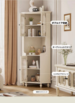 チェリー材とパインの美しいキャビネット|ガラス扉付き収納家具|スタイリッシュなリビングルームデザイン hl-4904