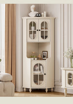 チェリー材とパインの美しいキャビネット|ガラス扉付き収納家具|スタイリッシュなリビングルームデザイン hl-4904