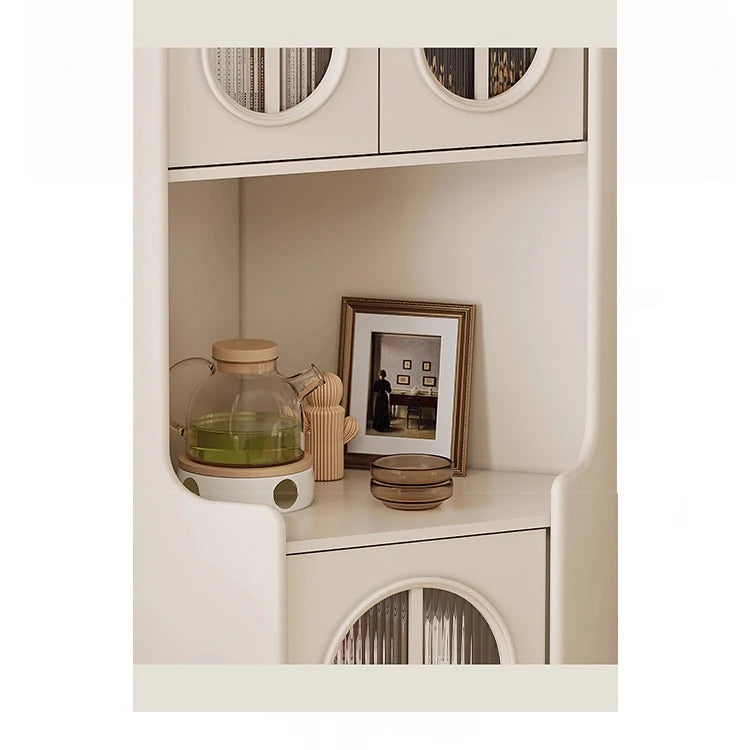 チェリー材とパインの美しいキャビネット|ガラス扉付き収納家具|スタイリッシュなリビングルームデザイン hl-4904