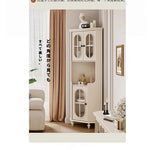 チェリー材とパインの美しいキャビネット|ガラス扉付き収納家具|スタイリッシュなリビングルームデザイン hl-4904