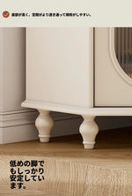 チェリー材とパインの美しいキャビネット|ガラス扉付き収納家具|スタイリッシュなリビングルームデザイン hl-4904