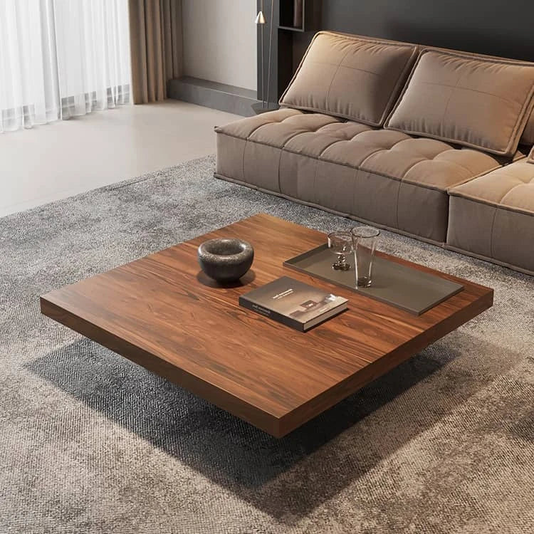 リビングに重厚感を添える|スクエア型×ダークカラーのパイン材ローテーブル hlbjm-2005