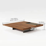 リビングに重厚感を添える|スクエア型×ダークカラーのパイン材ローテーブル hlbjm-2005