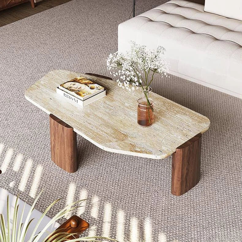 高級感溢れるレッドオーク石製センターテーブル|モダンなリビングにぴったり hlbjm-2008