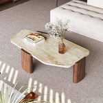 高級感溢れるレッドオーク石製センターテーブル|モダンなリビングにぴったり hlbjm-2008