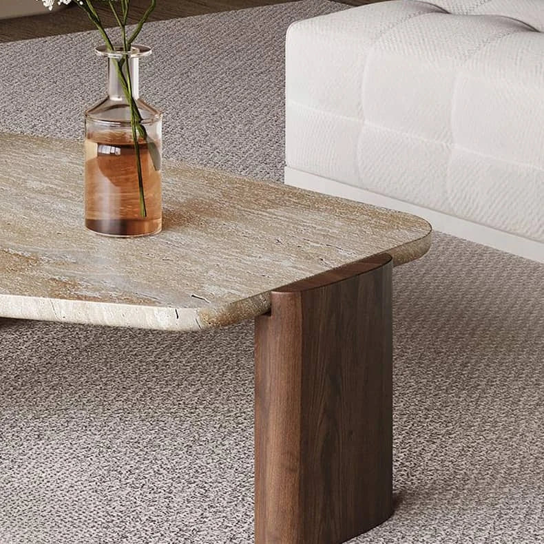 高級感溢れるレッドオーク石製センターテーブル|モダンなリビングにぴったり hlbjm-2008