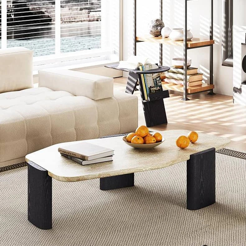 高級感溢れるレッドオーク石製センターテーブル|モダンなリビングにぴったり hlbjm-2008