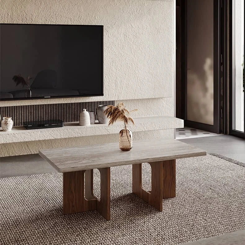 モダンなリビングにぴったり:石とレッドオークのセンターテーブル hlbjm-2011