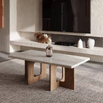 モダンなリビングにぴったり:石とレッドオークのセンターテーブル hlbjm-2011