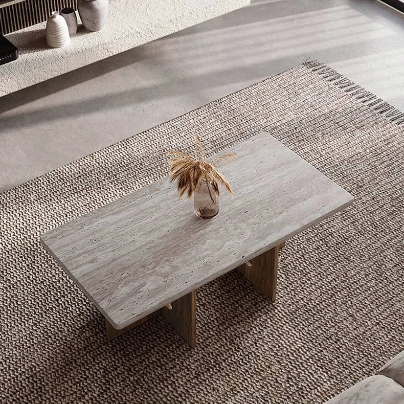 モダンなリビングにぴったり:石とレッドオークのセンターテーブル hlbjm-2011