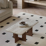 モダンなリビングにぴったり:石とレッドオークのセンターテーブル hlbjm-2011