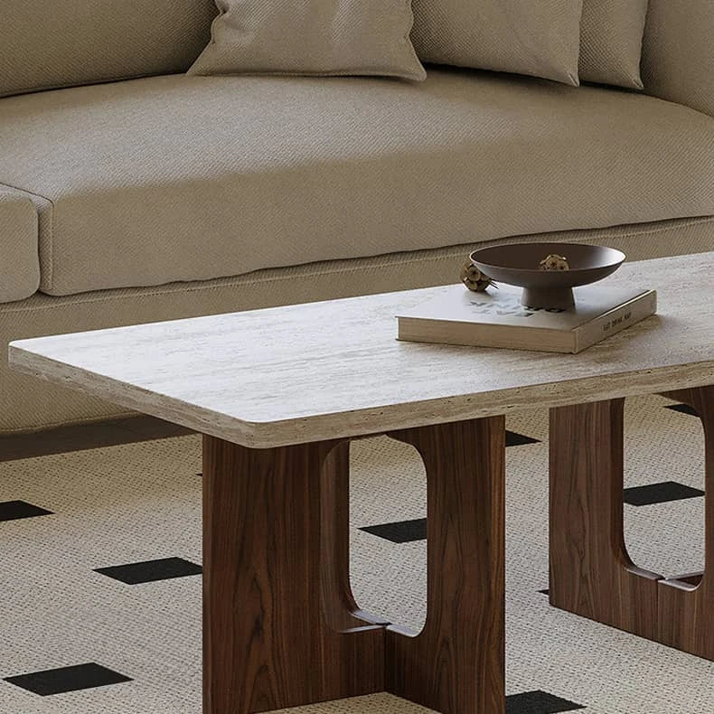 モダンなリビングにぴったり:石とレッドオークのセンターテーブル hlbjm-2011