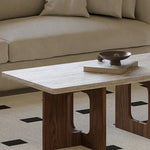 モダンなリビングにぴったり:石とレッドオークのセンターテーブル hlbjm-2011