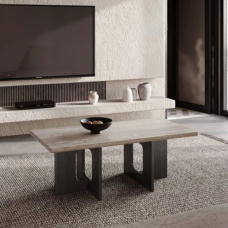 モダンなリビングにぴったり:石とレッドオークのセンターテーブル hlbjm-2011