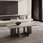 モダンなリビングにぴったり:石とレッドオークのセンターテーブル hlbjm-2011