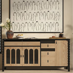 アッシュ材とガラスの高級キャビネット|モダンデザインで魅了する多層収納家具 hld-4483