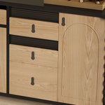 アッシュ材とガラスの高級キャビネット|モダンデザインで魅了する多層収納家具 hld-4483