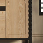 アッシュ材とガラスの高級キャビネット|モダンデザインで魅了する多層収納家具 hld-4483