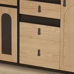 アッシュ材とガラスの高級キャビネット|モダンデザインで魅了する多層収納家具 hld-4483