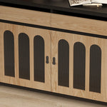 アッシュ材とガラスの高級キャビネット|モダンデザインで魅了する多層収納家具 hld-4483