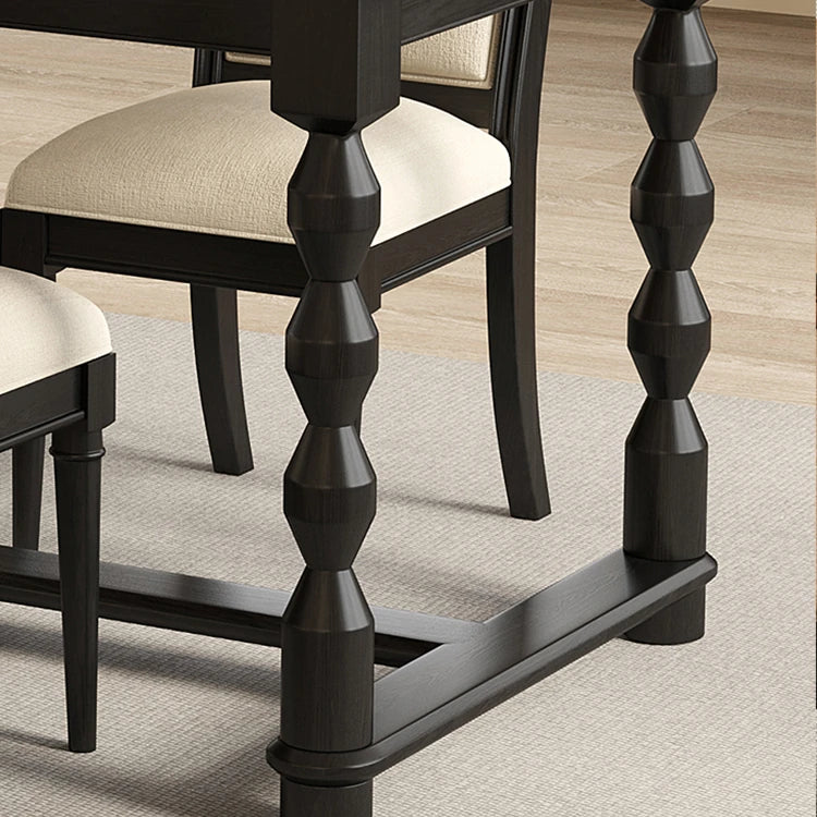 エレガントなコットンリネン製ダイニングチェア(アッシュウッドフレーム)- 4脚セット hld-4487