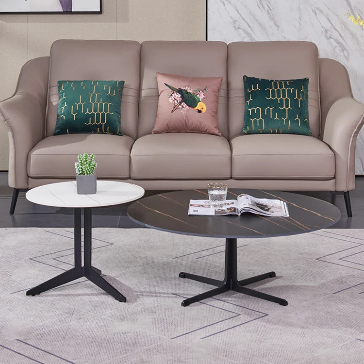 モダンセンターテーブル セラミック製 おしゃれなデザイン 丸型・ブラック&ホワイト 収納便利【リビング・ダイニングに最適】 hldjj-3024