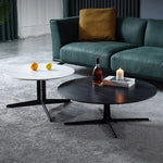 モダンセンターテーブル セラミック製 おしゃれなデザイン 丸型・ブラック&ホワイト 収納便利【リビング・ダイニングに最適】 hldjj-3024