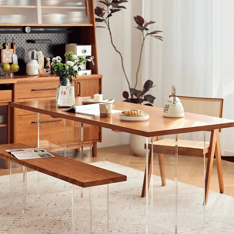 「おしゃれなチェリー材アクリルテーブル|高級感あふれるデザイン」 hldmz-707