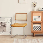 チェリー材&ラタンの高級チェア - スタイリッシュステンレス&PUレザー仕様 hldmz-721