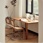 チェリー材&ラタンの高級チェア - スタイリッシュステンレス&PUレザー仕様 hldmz-721