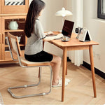 チェリー材&ラタンの高級チェア - スタイリッシュステンレス&PUレザー仕様 hldmz-721