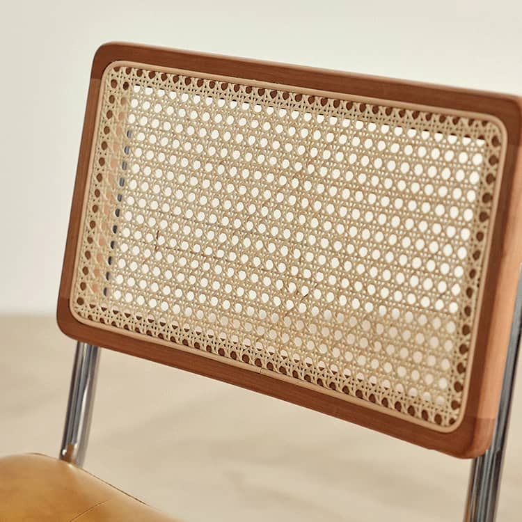 チェリー材&ラタンの高級チェア - スタイリッシュステンレス&PUレザー仕様 hldmz-721