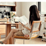 チェリー材&ラタンの高級チェア - スタイリッシュステンレス&PUレザー仕様 hldmz-721