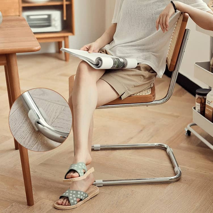 チェリー材&ラタンの高級チェア - スタイリッシュステンレス&PUレザー仕様 hldmz-721