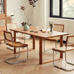 チェリー材&ラタンの高級チェア - スタイリッシュステンレス&PUレザー仕様 hldmz-721