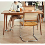 チェリー材&ラタンの高級チェア - スタイリッシュステンレス&PUレザー仕様 hldmz-721