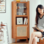 チェリー材&ラタン&ガラス製キャビネット┃高級感あふれる収納家具 hldmz-732