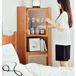 チェリー材&ラタン&ガラス製キャビネット┃高級感あふれる収納家具 hldmz-732