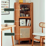 チェリー材&ラタン&ガラス製キャビネット┃高級感あふれる収納家具 hldmz-732