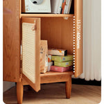 チェリー材&ラタン&ガラス製キャビネット┃高級感あふれる収納家具 hldmz-732