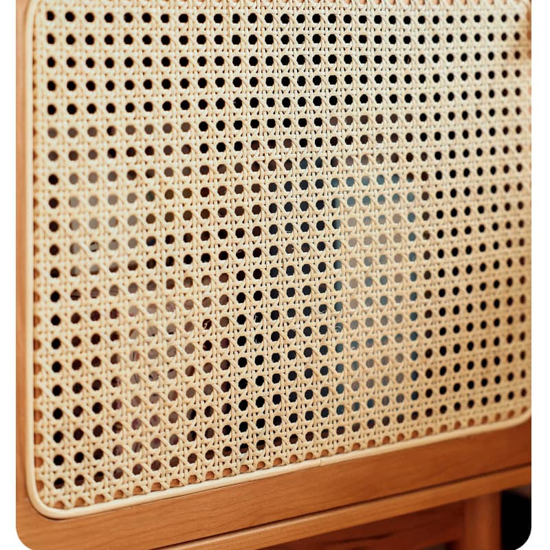 チェリー材&ラタン&ガラス製キャビネット┃高級感あふれる収納家具 hldmz-732